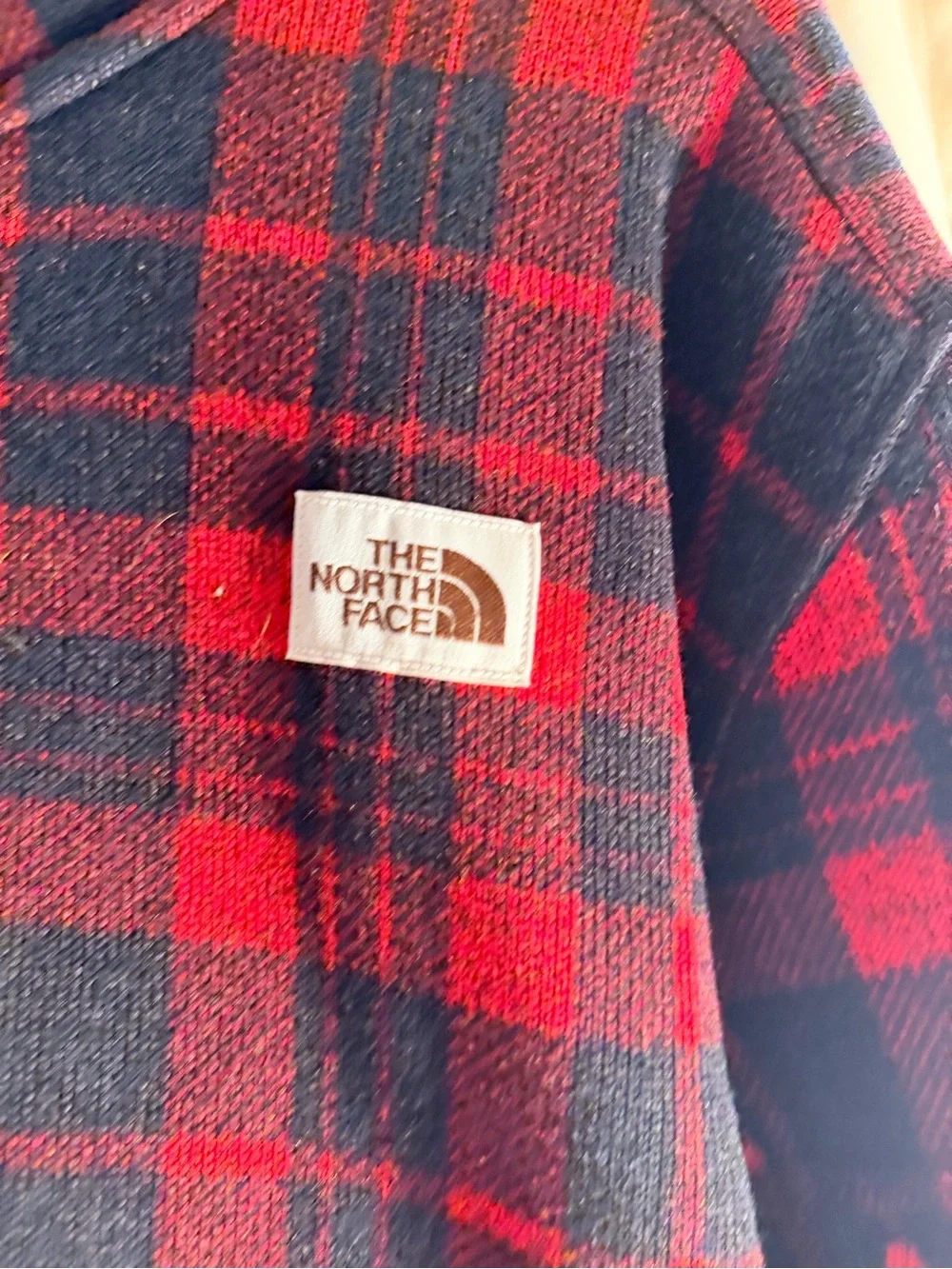 The North Face Men’s Red & Black Plaid Fleece Pullover